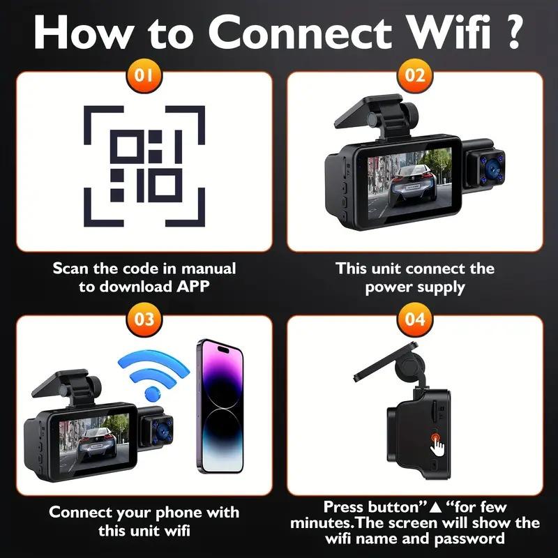 WIFI 3 Channel Car DVR Dash Cam for Cars Video Recorder Portable 1080P Rear View Camera for Vehicle G-Sensor Car accessory