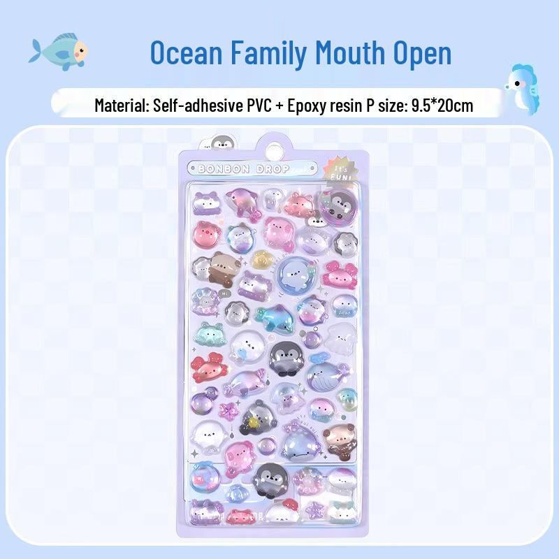 3D Crystal Diamond Cartoon Stickers for Kids - Cute, Decorative & Embossed for Girls