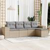 Vidaxl 5-Cz. Garden Furniture Set With Cushions, Beige, Poly Rattan