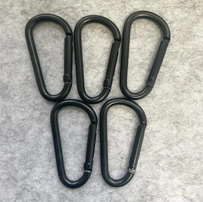10pcs Black Aluminum Carabiner D-Ring Key Chain Clip Camping Keyring Snap Hook Outdoor Travel Kit Camping Equipment