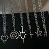1Pc Gothic Alloy Pendant Necklace Fashion Punk Jewelry Women's Fire Heart Teeth