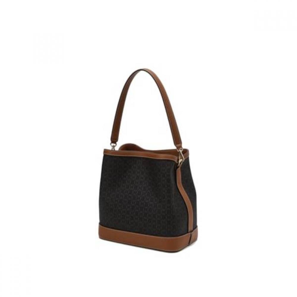 Daks Brown Barnet Dd Pattern Leather Medium Bucket Bag