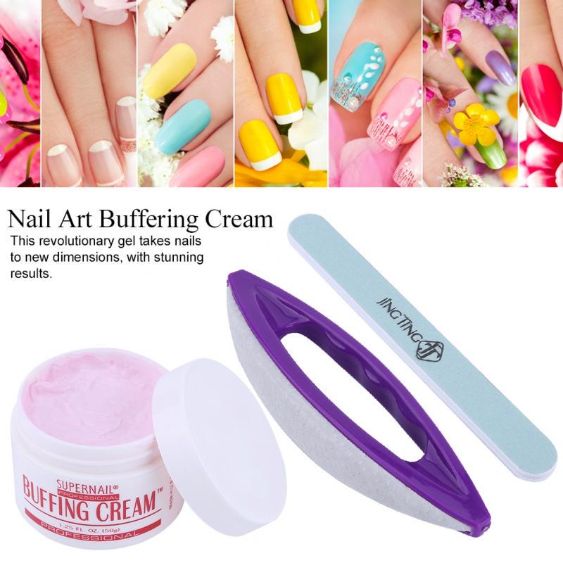 Buy 3 Pcs/Set Nail Art Buffing Cream + Nail Brush Buffer Varnish Polish