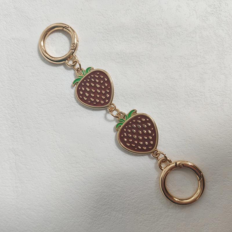 Strawberry Fruit Bag Chain with Alloy Drip Oil Keychain