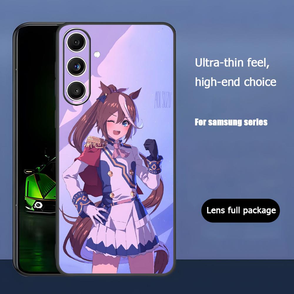 Game Uma Musume Pretty Derby Phone Case For Samsung Galaxy S25 S24 S23 S22 S21 S20 Plus Ultra Note20 Soft Black