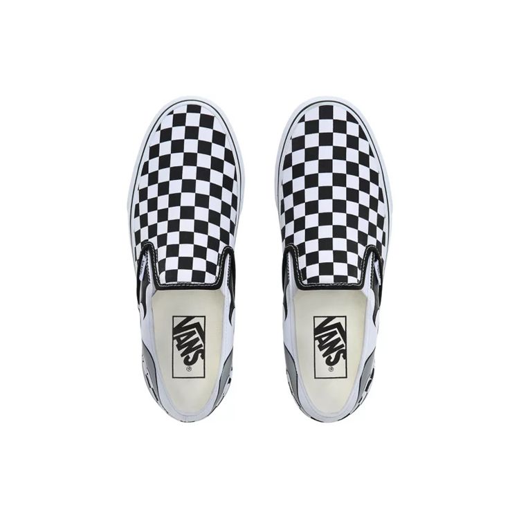 Vans Slip-On Checkerboard Flame Classic Low Top Skate Shoes Unisex Sneakers Black White VN0A4BV3SX7