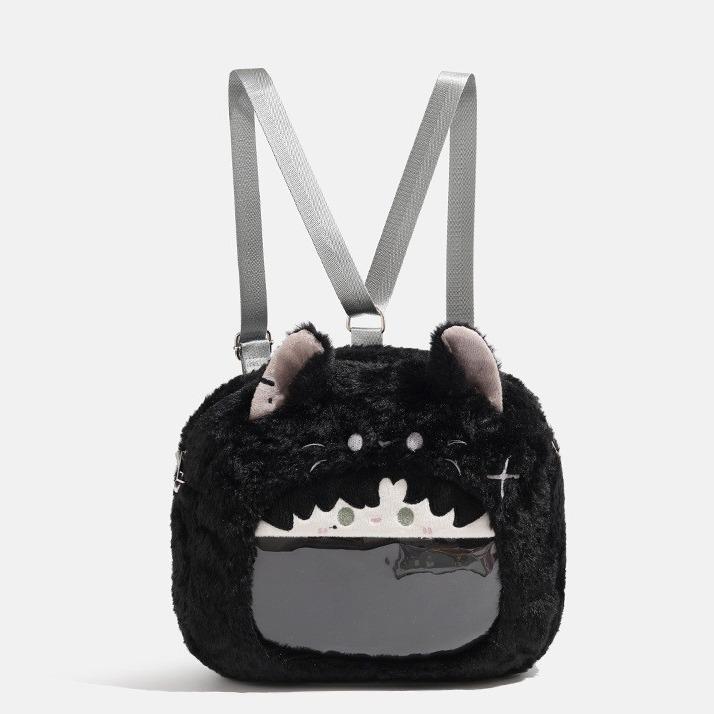 

Плюшевый многофункциональный рюкзак-кроссбоди для женщин чёрный