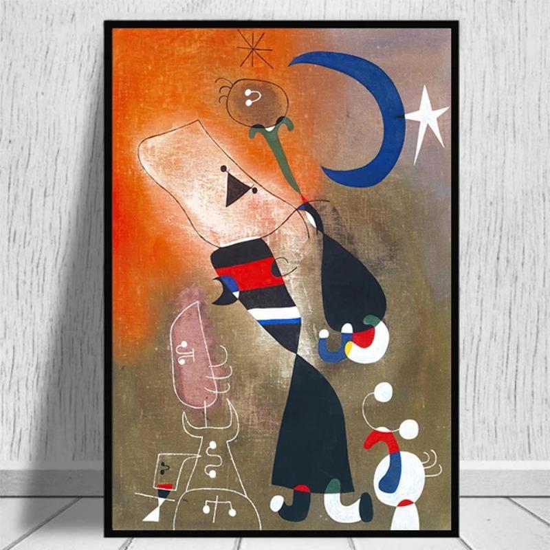 Moderne Joan Miro Surrealismus Kunst Poster und Drucke Leinwand Malerei Bilder an der Wand Abstrakt Dekorative Heimdeko Cuadros