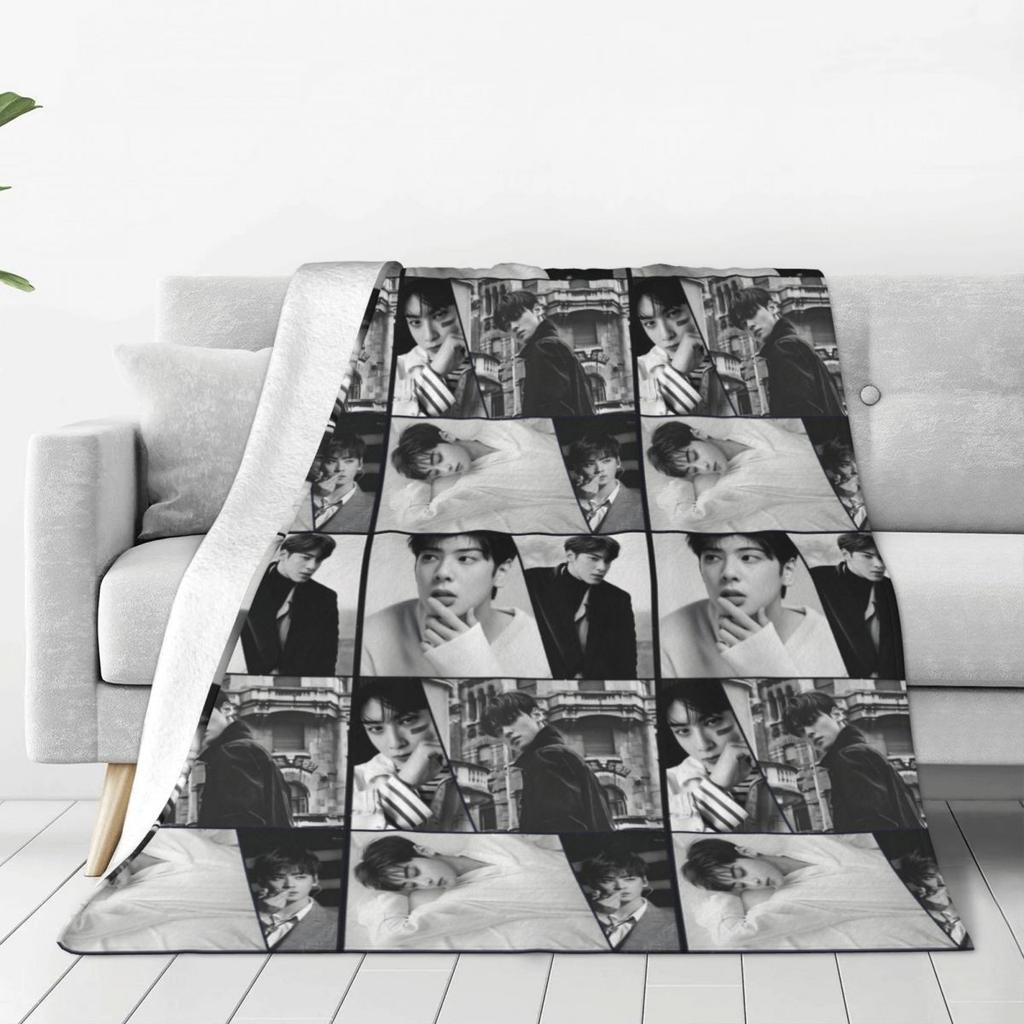 Custom Sofa Fleece Cha-A Singer Eun Woos Throw Blanket Warm Flannel Kpop Star Blankets For Bedding Travel Sofa Quilt