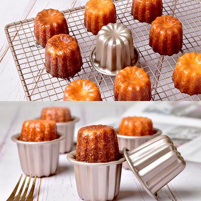 6 Stück Antihaft-Canele-Form Kuchenform Kleine Canele Muffin Backform Cupcake Kohlenstoffstahl Gebäckform Mini Cupcake Halter