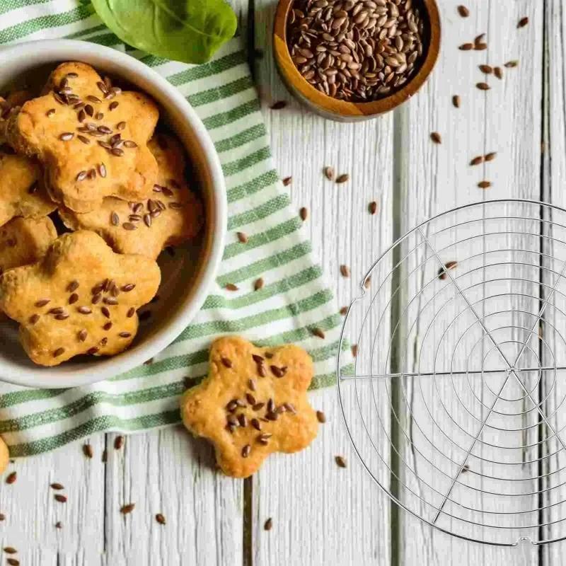 Kuchen Abkühlgitter Rund Keks Backen Braten Draht Dämpfer Roste Ständer Tablett Dampf Öl Bäckerei Edelstahl Grillgitter für Gebäck