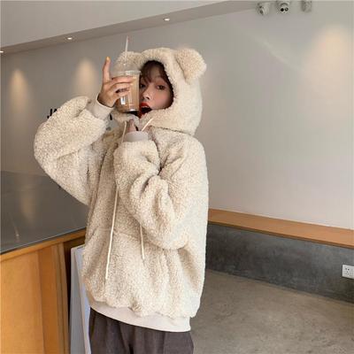 Kawaii Nette Bär Ohren Hoodie Frauen Herbst Winter Casual Fleece Lose Langarm Pullover Freunde Koreanische Mode Hoodies