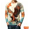 Funny 3D Eagle Print Men's T Shirts Autumn Trend Long Sleeve T-shirt Casual O-neck Loose Tops Fashion Animal Pattern y2k Clothes
