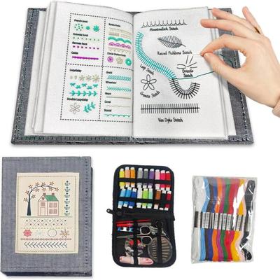DIY Embroidery Stitch Book with 10 Pages for Hand Sewing and Linen Craft Enthusiasts
