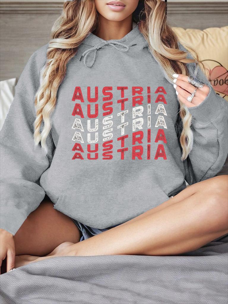 Women's Hoodie Austria Geometric Creative Letter Printed 2025 Autumn Winter New Round Neck Sweatshirt Women's Casual Clothing