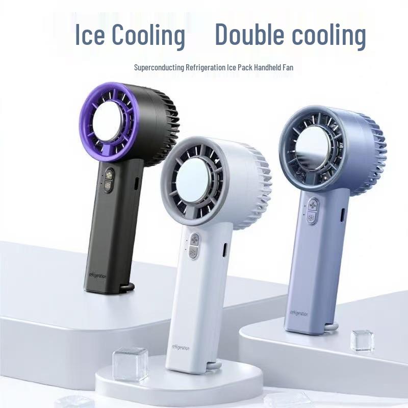 Portable USB-Charging Handheld Ice Pack Cooling Fan with Large Wind Power