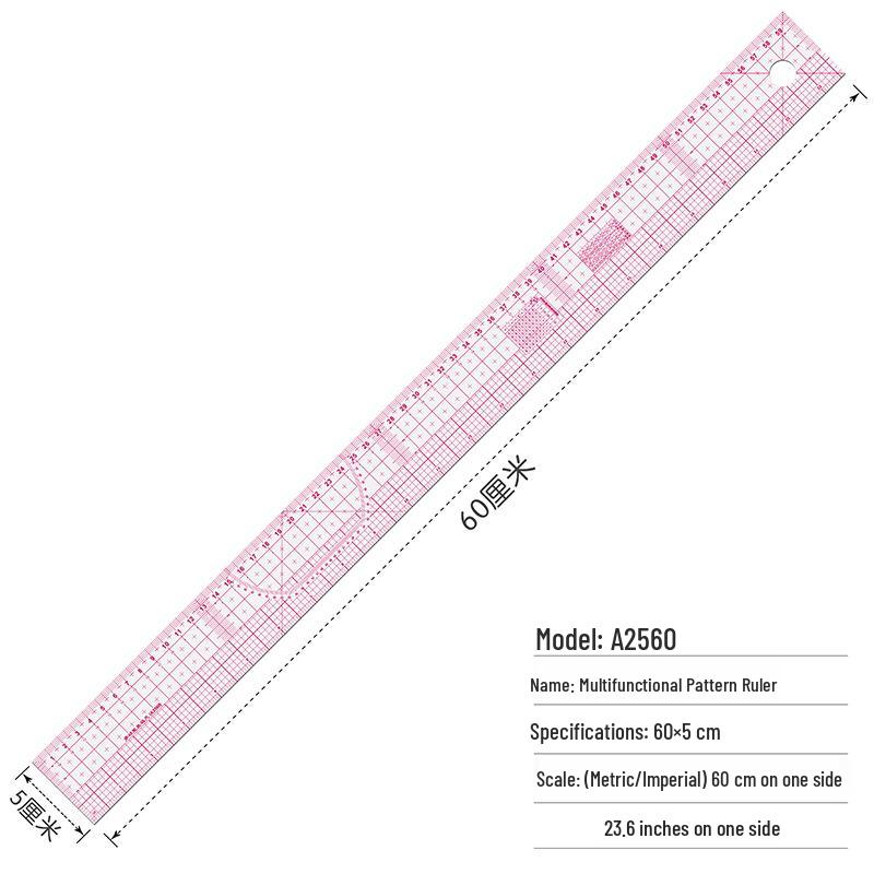 

60cm Bendable Multifunctional Ruler for Clothing Pattern and Proofing 60cm Straight Ruler