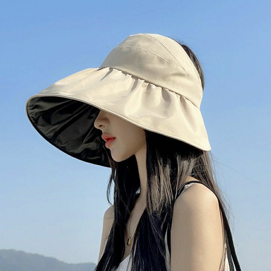Summer New Big Eaves Sunscreen Hat Women's Face Shade Sunshade Bucket Hat Outdoor UV Protection Foldable Versatile Face