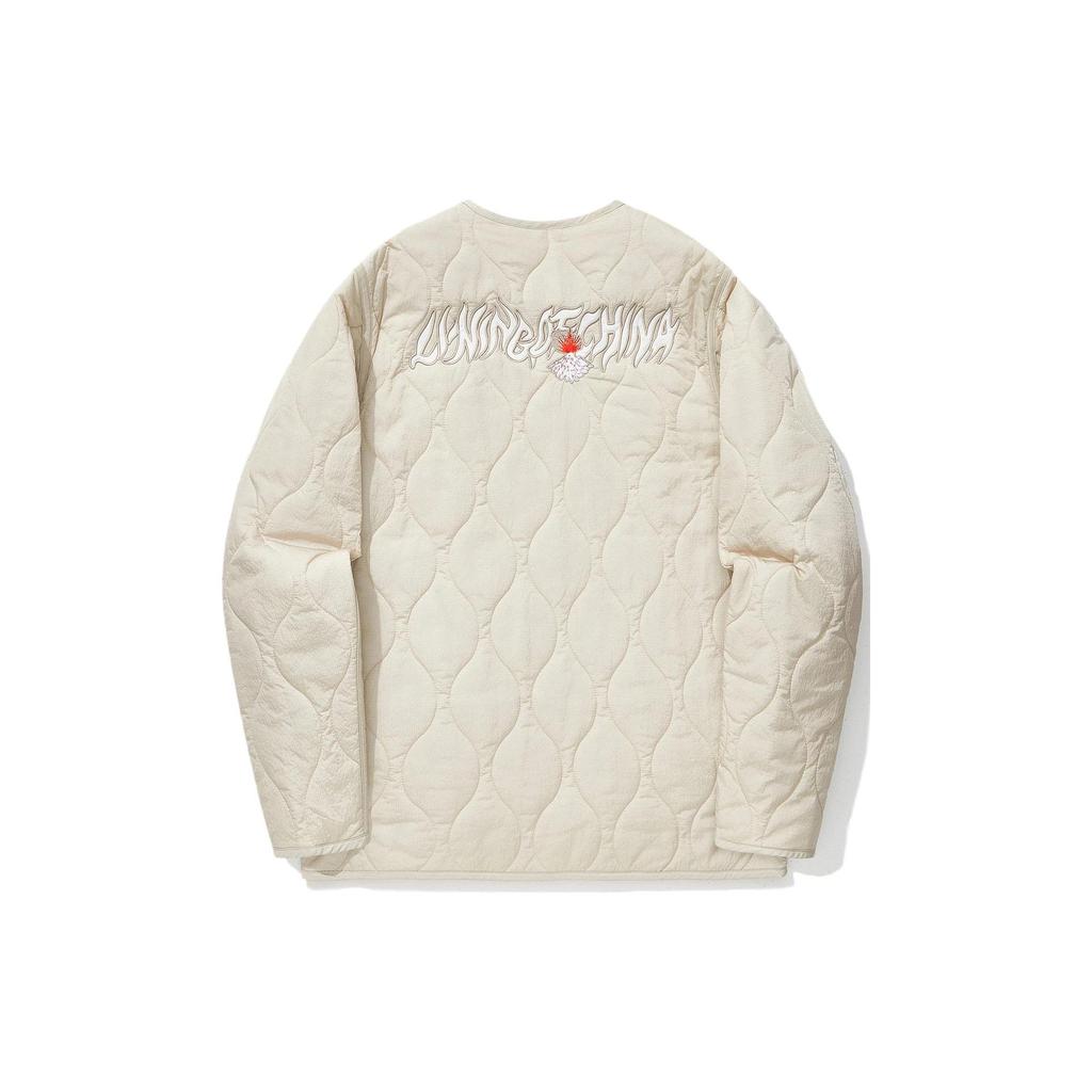 Li Ning Letter Einreihige Langarm Locker Baumwolljacke Unisex Jacke Haferflocken-Grau AJMT077-1