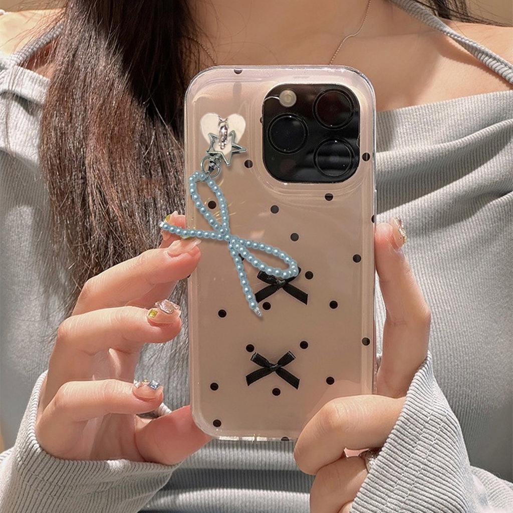 Fashionable Star Pendant Phone Charm Unique Bowknot Keychain Vibrant Beaded Pendant for Cellphone Camera Accessory