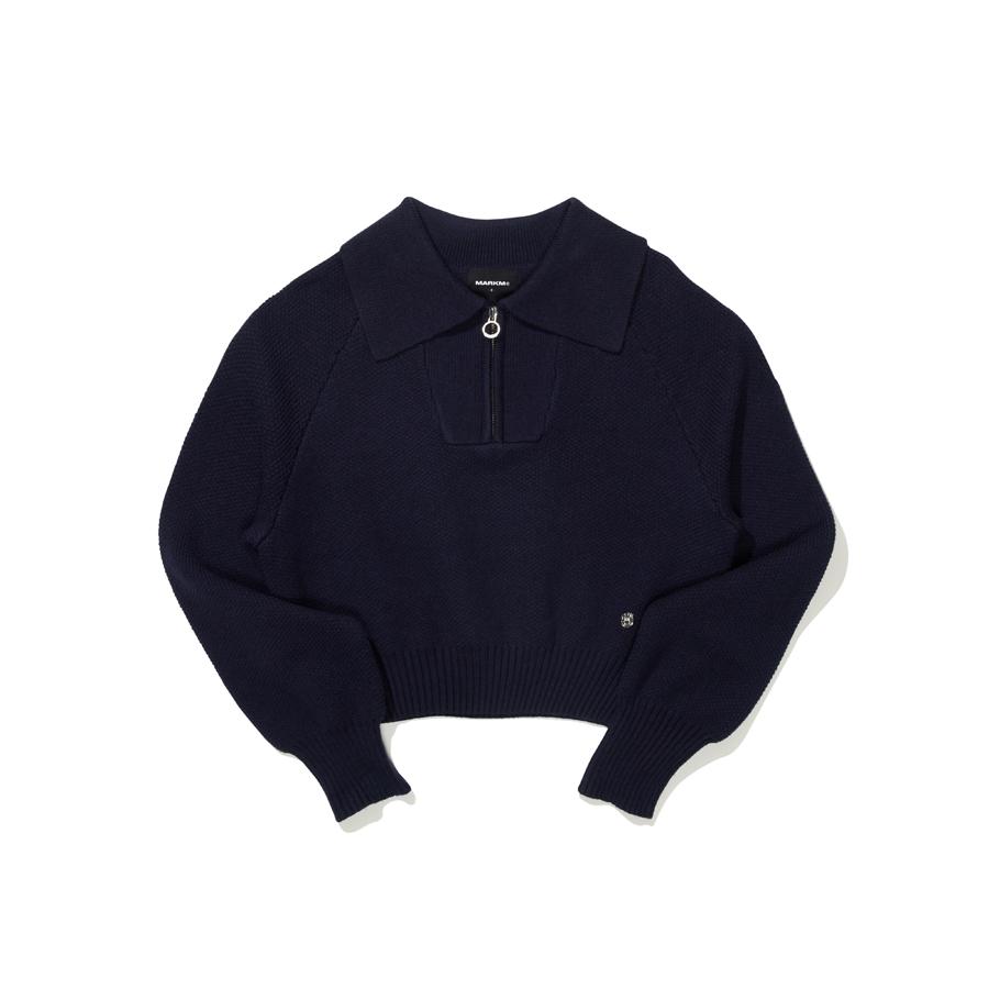 Mark M Women S Crop Half Knit Zip-Up (Mhuch8056) Na/S