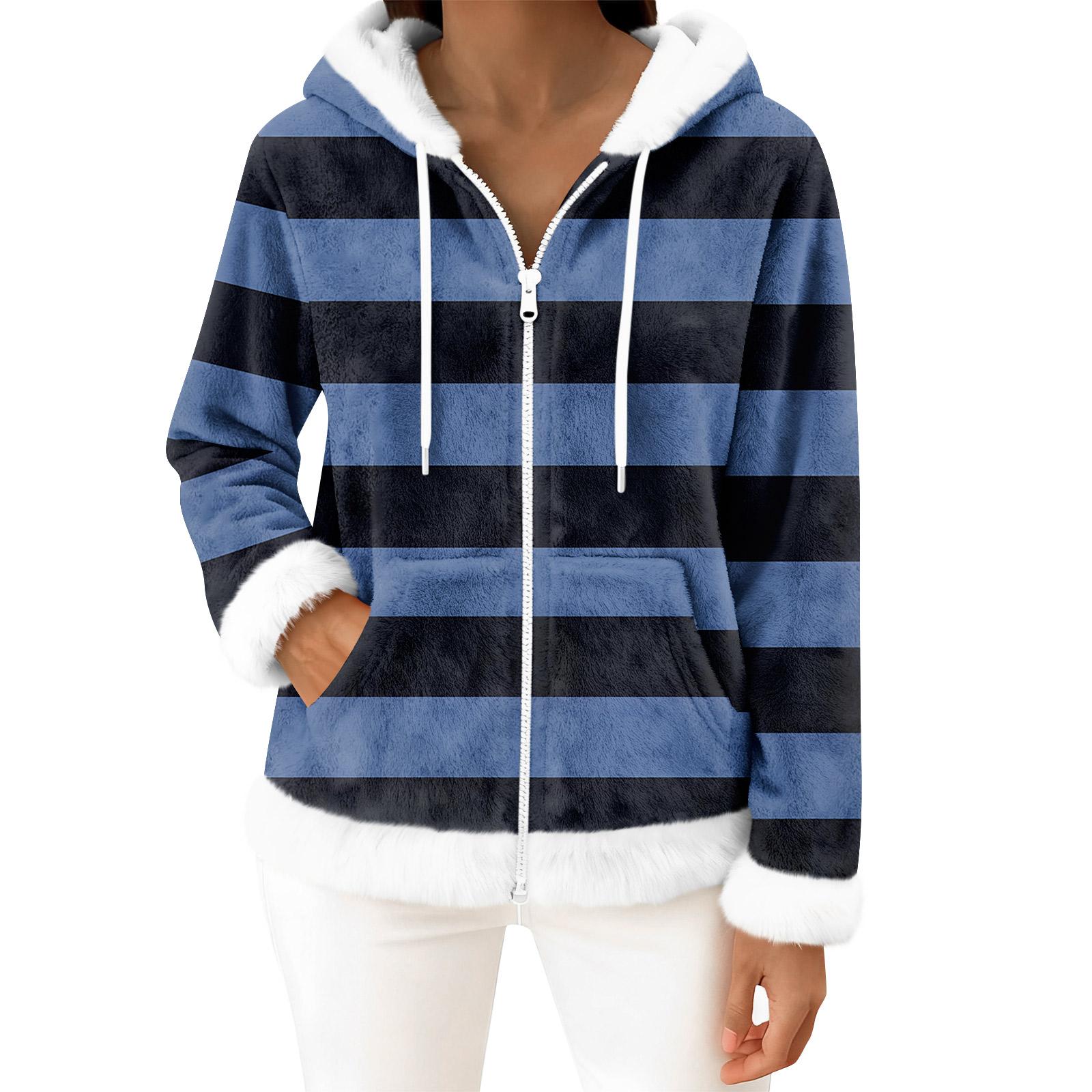 

Women s Casual Fashion Long-Sleeved Zip-Up Fleece Hooded Cardigan XL синий