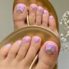 Purple Glitter Rhinestone False Nails with Detachable Toenail Tips