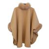Coat Female Tide In The Fall and Winter Large Rabbit Hair Collar In The Long Tweed Coat Temperament Cape Shawl Hepburn Wind Tweed Large Size