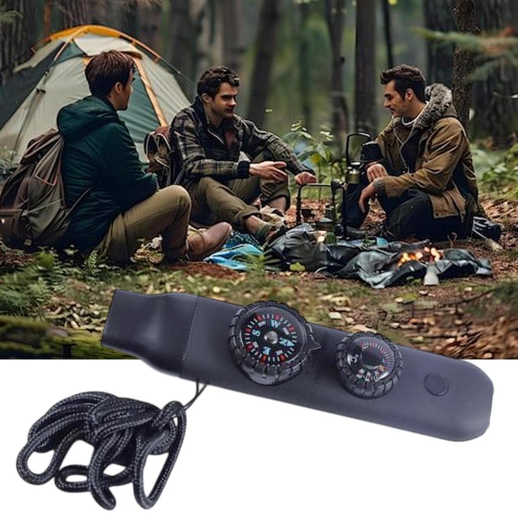 Outdoor Portable 7in1 Survival Whistle With Compass Survival Whistles With Light Safety Gear Safety Emergency Survival Tools