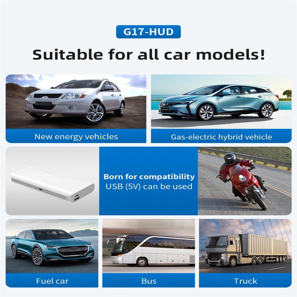 New G17 HUD GPS Heads Up Display LCD Speedometer Slope Meter Car Water Oil Temp Alarm Overspeed Diagnotstic Speed Meter