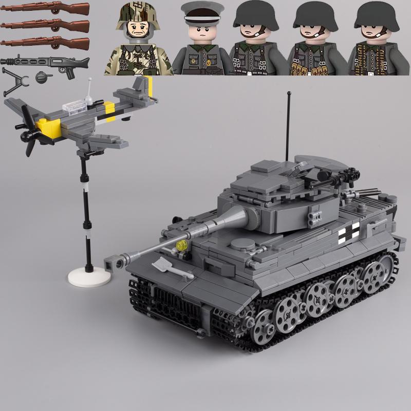 Bloques de Construcción Tanque Principal de Batalla Serie Militar WW2 Alemán Sd.Kfz. 181 Figuras de Soldados del Ejército Tanque Tigre Ladrillos Juguetes para Niños Regalos