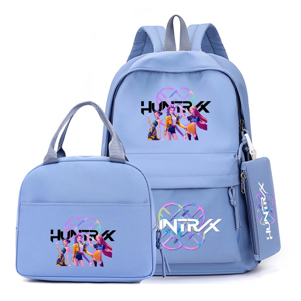 4Pcs/set Anime K-Pop Printed Backpack with Pencil Case Handbag for Teenager Student Boy Girl Bookbag Schoolbag Large Capacity Travel Bag Rucksak