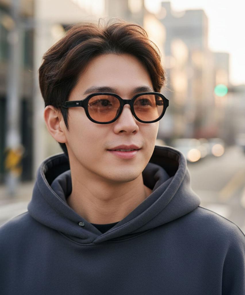 Peisyeon Black Oval Orange Lens Sunglasses 9017