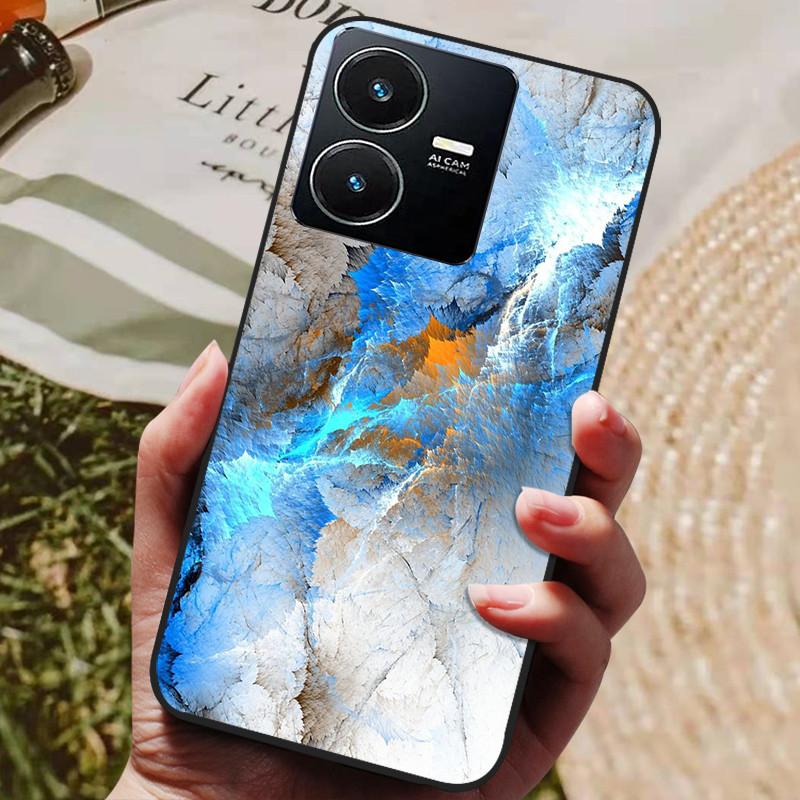 

For Vivo Y22 Case Y22s 2022 Fashion Painted Black Silicone Soft Back Cover For Vivo Y22s Phone Case VivoY22 Y 22 Y22 s 4G Coque For vivo Y22s