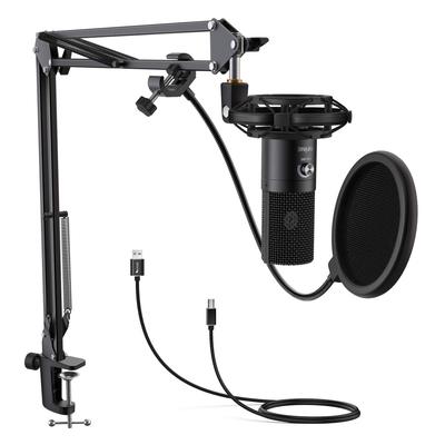 FIFINE USB Microphone Condenser Gaming Arm Stand Included Tripod Pop Guard Distribution AB USB PC Skype Live Game Working from Compatible with Windows