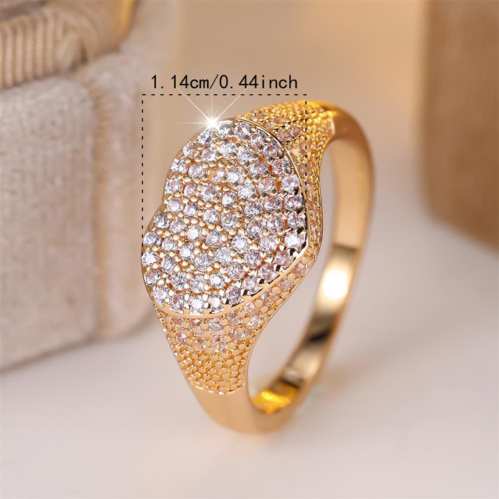 White Zircon Full Stone Big Love Heart Rings For Women Vintage Trendy Gold Color Ring Wedding Jewelry Mother's Day Gift