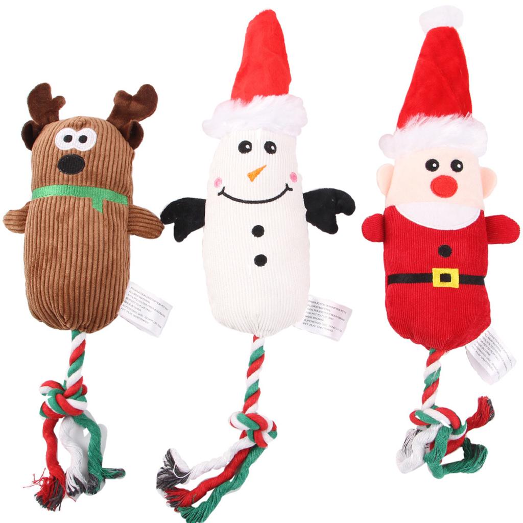 Dog Squeaky Toy Durable Rope Plush Toy Christmas Gift for Small Medium Dog