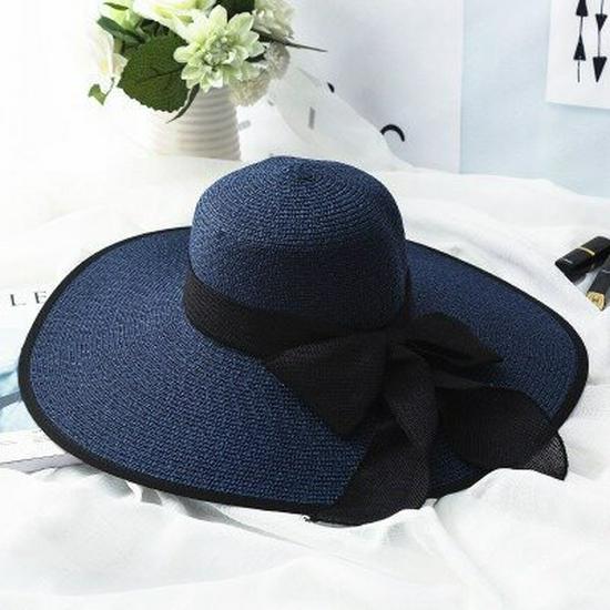 Women's Extra Large Wide Brim Straw Sun Hat with Bowknot - Summer Seaside UV Protection