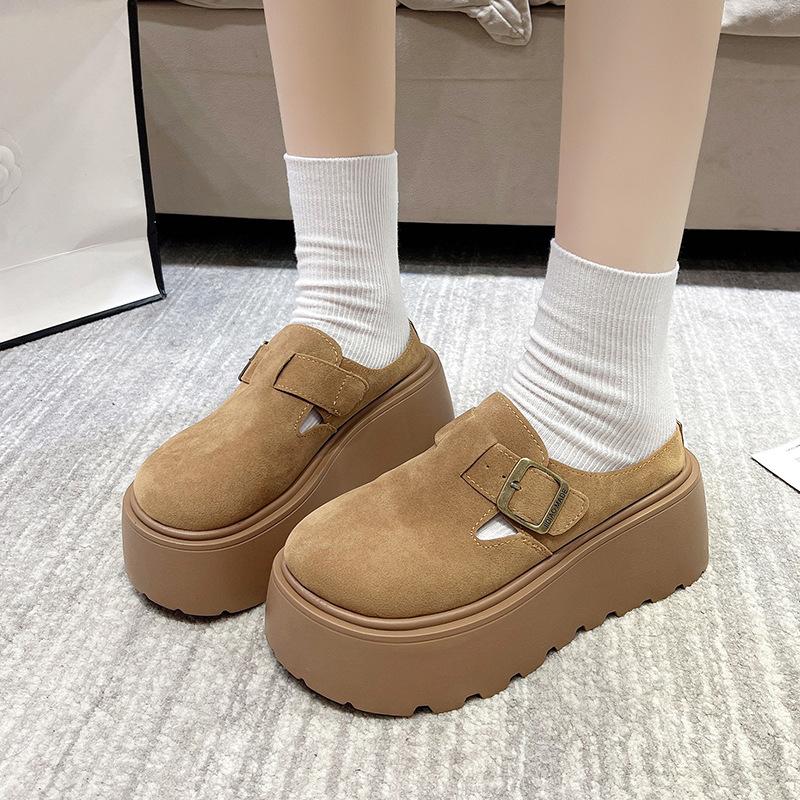 Lazy Wear Muffin Spring and Autumn Versatile Bag Head Half Drag Women Korean Version Thick Bottom 2025 New Retro Bag Head Slippers