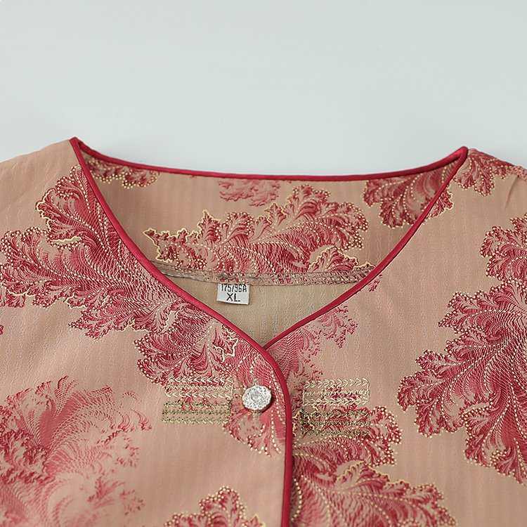 Elderly Women's Chinese Style Short Sleeve Shirt & Pants Set