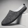 Men's Summer Half-Slip Breathable Closed-Toe Sandals Non-Slip Odor-Resistant Beach Linen Lazy Slip-On