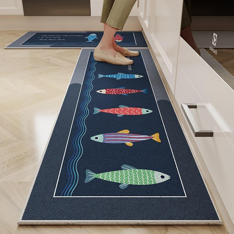 Mat for Kitchen Carpet TPR Anti-slip Long Carpets Gray Foot Mats Runner Rug Dustproof Floor Mat Home Decoration Rugs