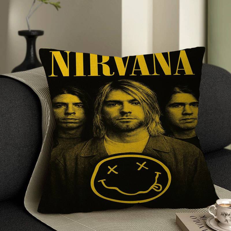 Nirvana Band Magazine Classic Anime Maple Design Cushion Cover Happy Autumn Harvest Decor Holiday Decorati Pillow Cover