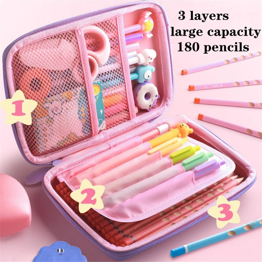 3DUnicorn Cute Pencil Case Cartoon Stationery Box Girls Color Pencil Box Student Pen Case School Supplies Gifts