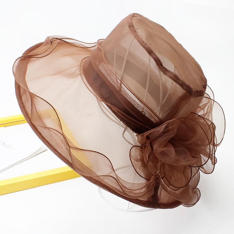 Hat Female Summer Hepburn Eugen Flower Vacation Beach Sunscreen Shade Flat Top Sun Hat Big Brim