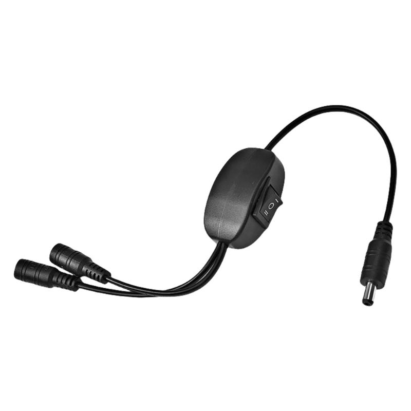 

5.5x2.1mm Single Male to Two Female Power Switches Cable for LED Strips Fan and Speakers 34cm Long Supports 60W 1
