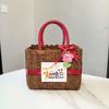 Imitation Rattan Storage Basket Square Woven Handbag Creative Hanging Baskets  Flower