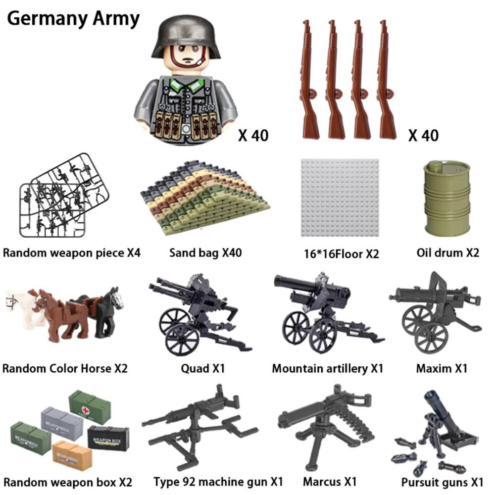 WWII Infantry Military Soldier War National Army Mini Gun Weapon Models Building Blocks Building Blocks Toys for Kids