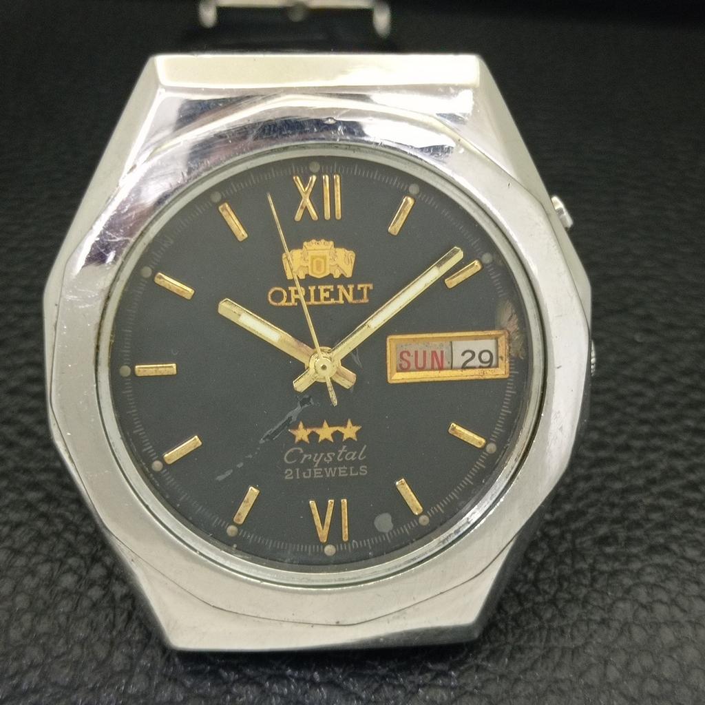 VINTAGE ORIENT CRYSTAL AUTOMATIC 46943 JAPAN MENS ORIGINAL DIAL WATCH A701896-5 R207-a701896