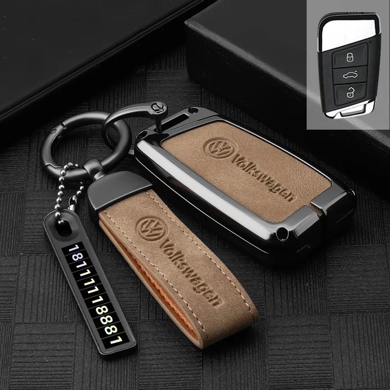 Hot Suede Leather Car Smart Remote Key Case Fob Cover Protection Holder Shell for VW Volkswagen Magotan Passat B8 Auto Accessori